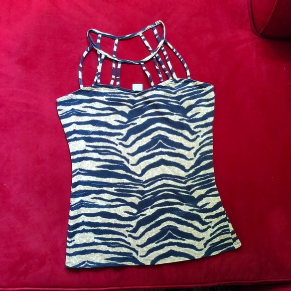 Zebra print strappy detail top - Picture 1 of 3
